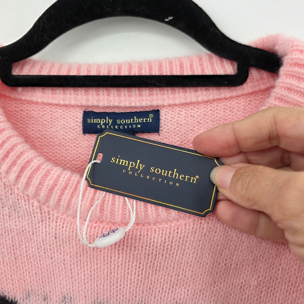 SIMPLY SOUTHRN Pink Cowgirl Boots Bow Knit Sweater Women's Cozy Pullover S NWT - Picture 8 of 8